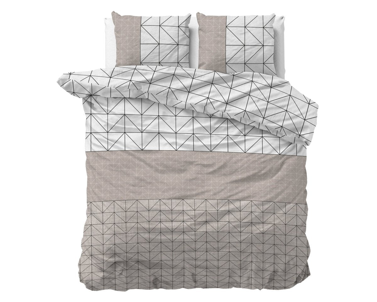 Brushed Cotton - Rich Flannel Duvet Cover Set Gino | Taupe | Single - 140cm (W) x 220cm (L) - The Bedding & Blankets Store