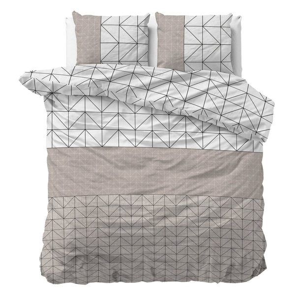 Brushed Cotton - Rich Flannel Duvet Cover Set Gino | Taupe | Single - 140cm (W) x 220cm (L) - The Bedding & Blankets Store