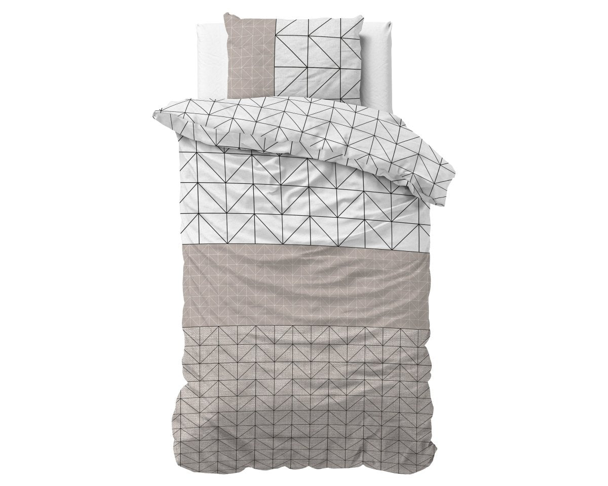 Brushed Cotton - Rich Flannel Duvet Cover Set Gino | Taupe | Single - 140cm (W) x 220cm (L) - The Bedding & Blankets Store