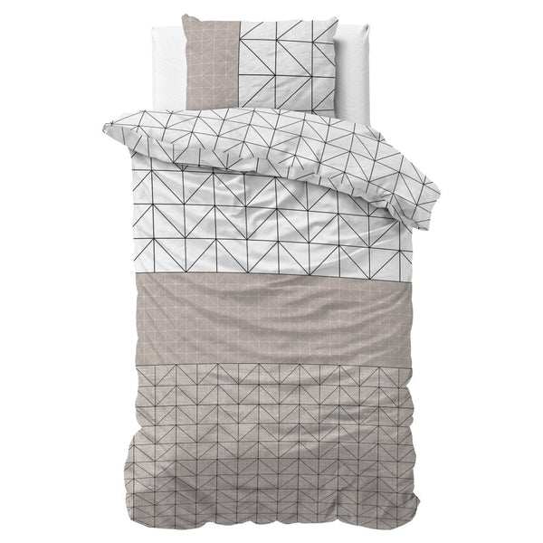 Brushed Cotton - Rich Flannel Duvet Cover Set Gino | Taupe | Single - 140cm (W) x 220cm (L) - The Bedding & Blankets Store