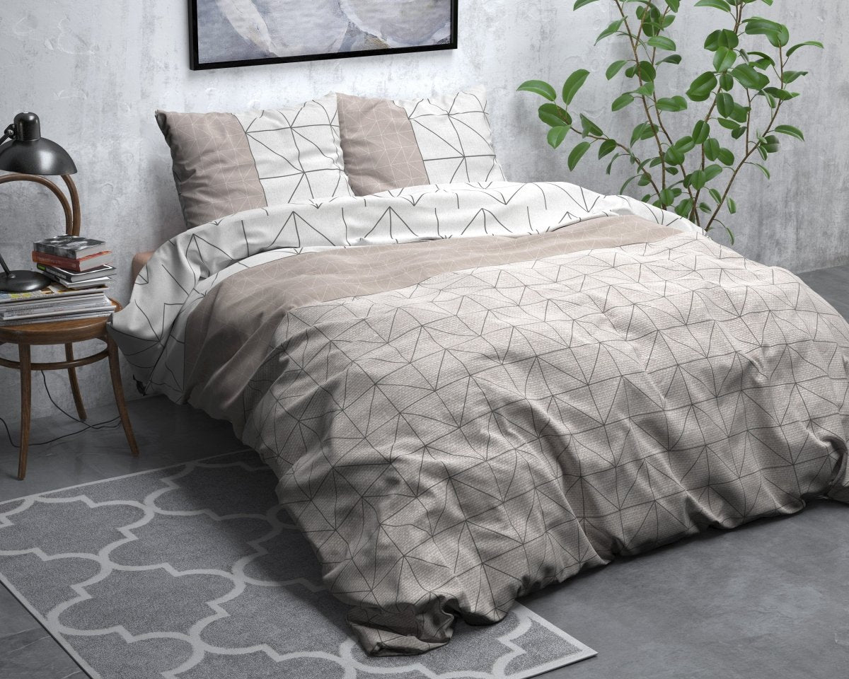 Brushed Cotton - Rich Flannel Duvet Cover Set Gino | Taupe | Single - 140cm (W) x 220cm (L) - The Bedding & Blankets Store