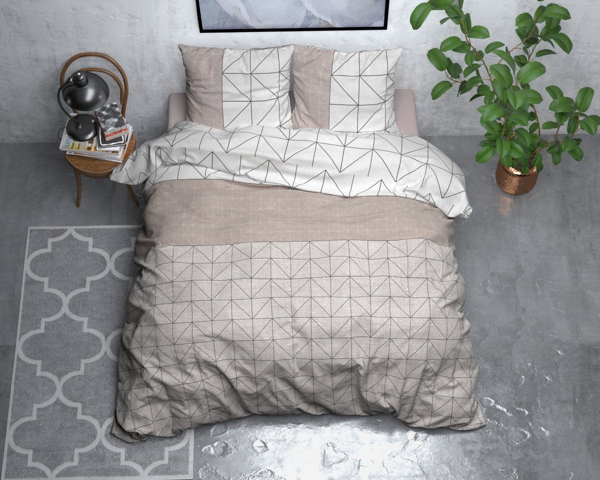 Brushed Cotton - Rich Flannel Duvet Cover Set Gino | Taupe | Single - 140cm (W) x 220cm (L) - The Bedding & Blankets Store