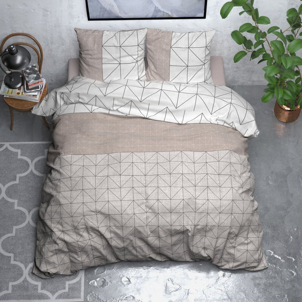 Brushed Cotton - Rich Flannel Duvet Cover Set Gino | Taupe | Single - 140cm (W) x 220cm (L) - The Bedding & Blankets Store