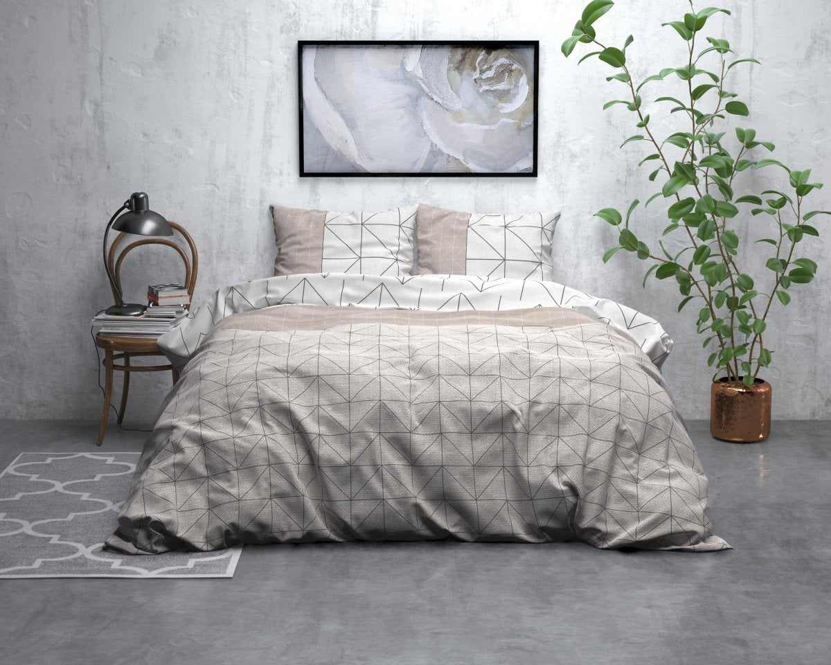 Brushed Cotton - Rich Flannel Duvet Cover Set Gino | Taupe | Single - 140cm (W) x 220cm (L) - The Bedding & Blankets Store