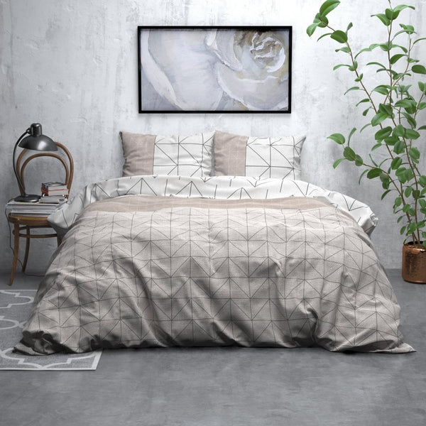 Brushed Cotton - Rich Flannel Duvet Cover Set Gino | Taupe | Single - 140cm (W) x 220cm (L) - The Bedding & Blankets Store