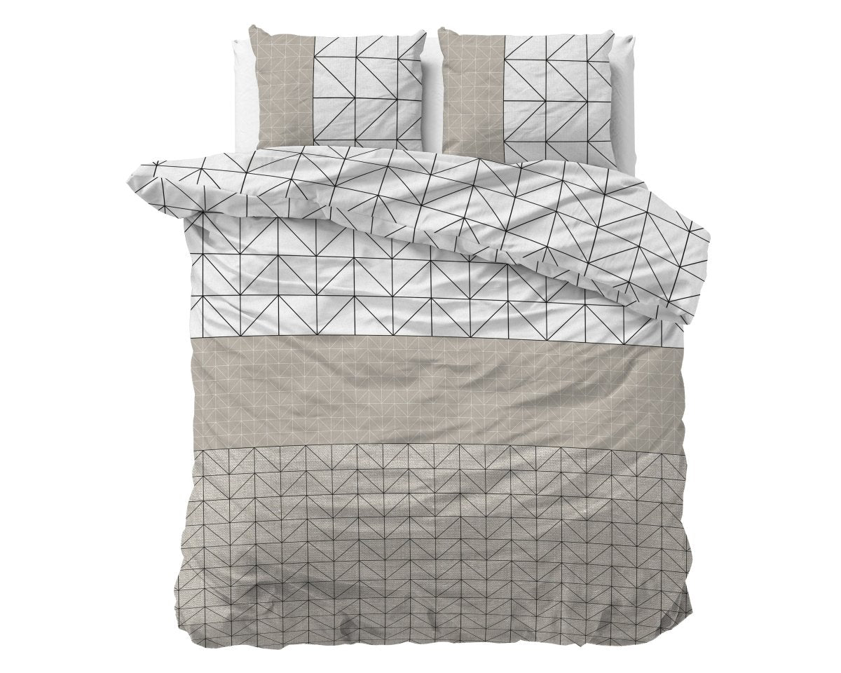 Brushed Cotton - Rich Flannel Duvet Cover Set Gino | Taupe | Single - 140cm (W) x 220cm (L) - The Bedding & Blankets Store