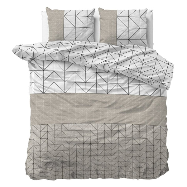 Brushed Cotton - Rich Flannel Duvet Cover Set Gino | Taupe | Single - 140cm (W) x 220cm (L) - The Bedding & Blankets Store