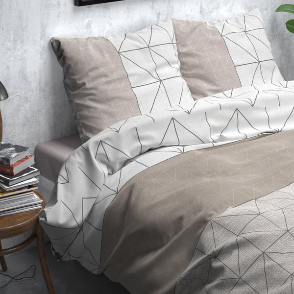 Brushed Cotton - Rich Flannel Duvet Cover Set Gino | Taupe | Single - 140cm (W) x 220cm (L) - The Bedding & Blankets Store