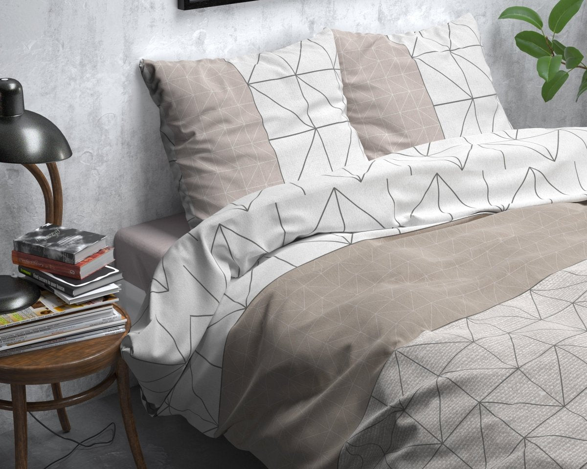Brushed Cotton - Rich Flannel Duvet Cover Set Gino | Taupe | Single - 140cm (W) x 220cm (L) - The Bedding & Blankets Store