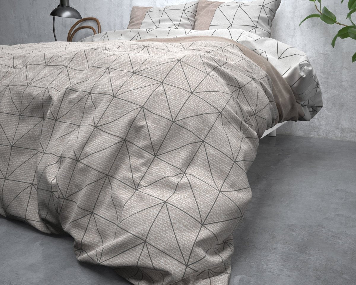 Brushed Cotton - Rich Flannel Duvet Cover Set Gino | Taupe | Single - 140cm (W) x 220cm (L) - The Bedding & Blankets Store