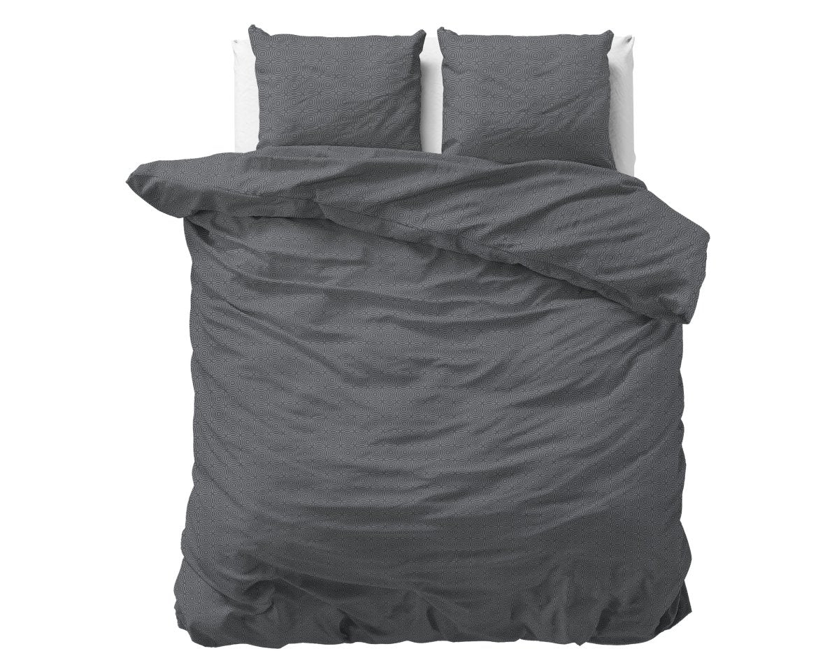 Brushed Cotton - Rich Flannel Duvet Cover Set Jason | Anthracite | Single - 140cm (W) x 220cm (L) - The Bedding & Blankets Store