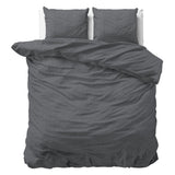 Brushed Cotton - Rich Flannel Duvet Cover Set Jason | Anthracite | Single - 140cm (W) x 220cm (L) - The Bedding & Blankets Store