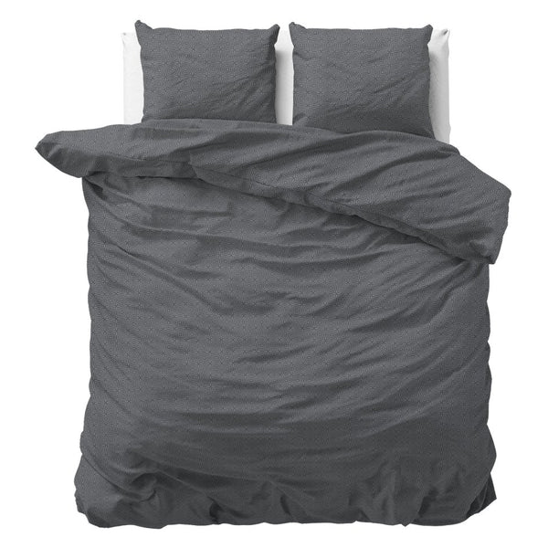Brushed Cotton - Rich Flannel Duvet Cover Set Jason | Anthracite | Single - 140cm (W) x 220cm (L) - The Bedding & Blankets Store