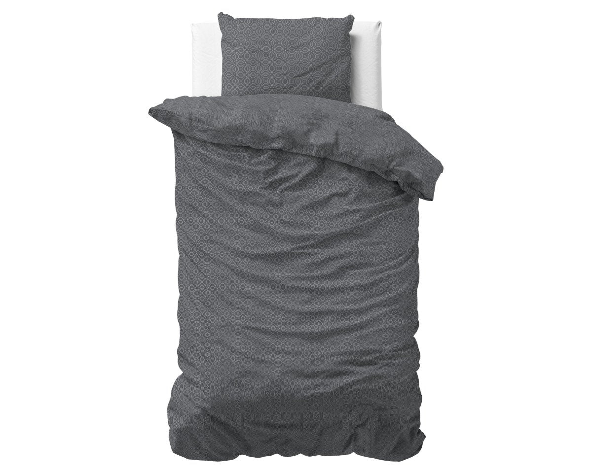 Brushed Cotton - Rich Flannel Duvet Cover Set Jason | Anthracite | Single - 140cm (W) x 220cm (L) - The Bedding & Blankets Store