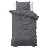 Brushed Cotton - Rich Flannel Duvet Cover Set Jason | Anthracite | Single - 140cm (W) x 220cm (L) - The Bedding & Blankets Store
