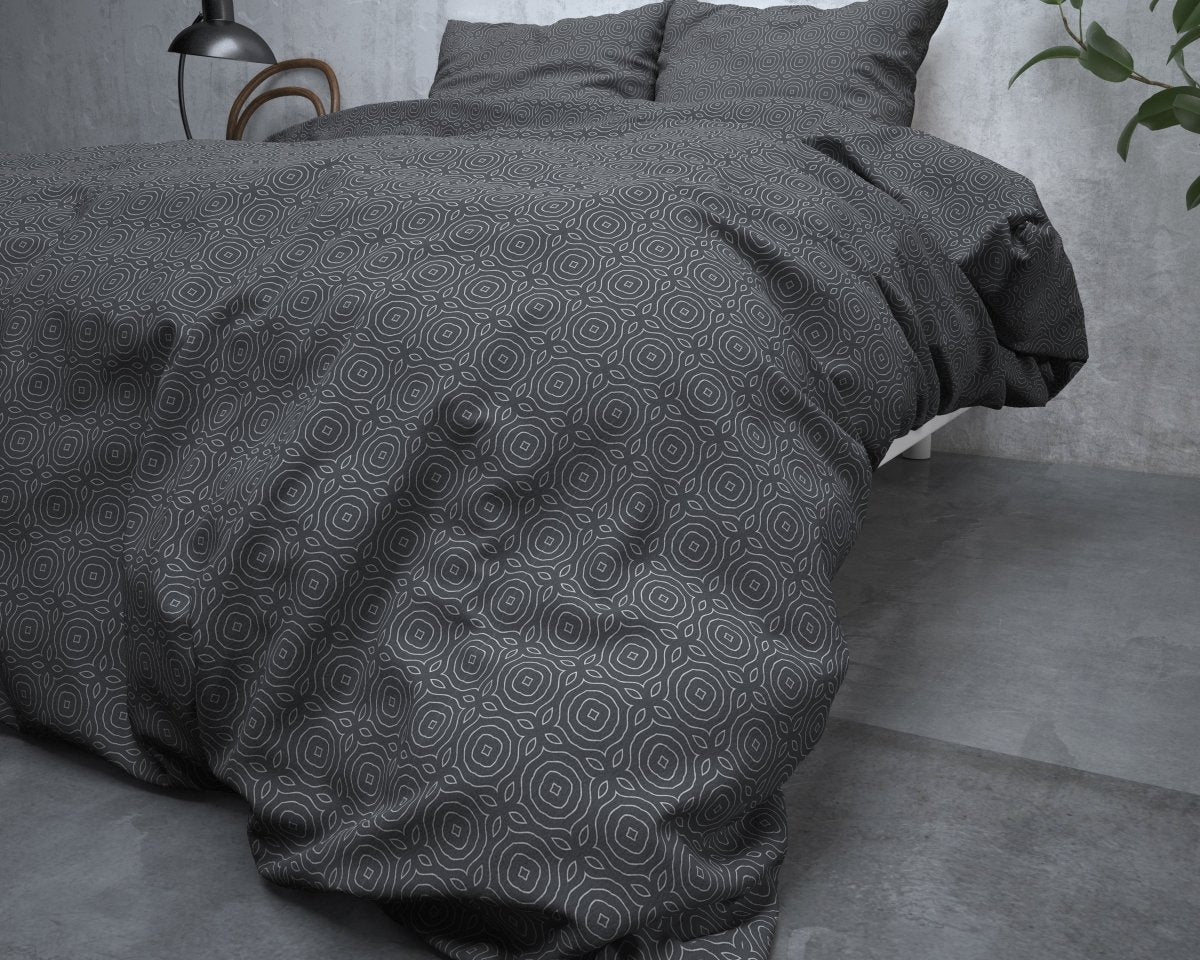 Brushed Cotton - Rich Flannel Duvet Cover Set Jason | Anthracite | Single - 140cm (W) x 220cm (L) - The Bedding & Blankets Store