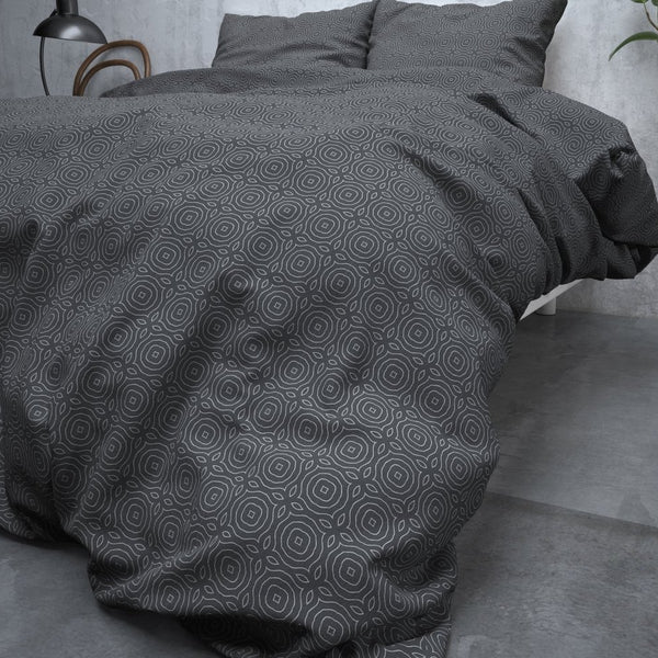 Brushed Cotton - Rich Flannel Duvet Cover Set Jason | Anthracite | Single - 140cm (W) x 220cm (L) - The Bedding & Blankets Store
