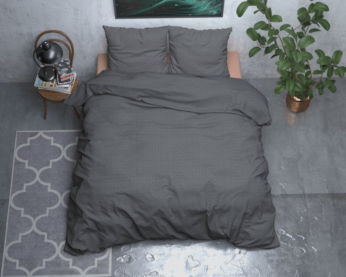 Brushed Cotton - Rich Flannel Duvet Cover Set Jason | Anthracite | Single - 140cm (W) x 220cm (L) - The Bedding & Blankets Store