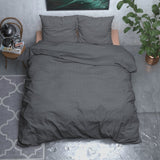Brushed Cotton - Rich Flannel Duvet Cover Set Jason | Anthracite | Single - 140cm (W) x 220cm (L) - The Bedding & Blankets Store