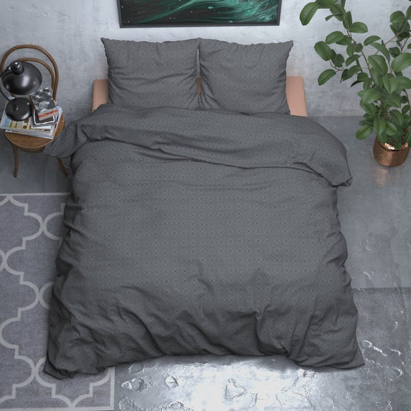 Brushed Cotton - Rich Flannel Duvet Cover Set Jason | Anthracite | Single - 140cm (W) x 220cm (L) - The Bedding & Blankets Store