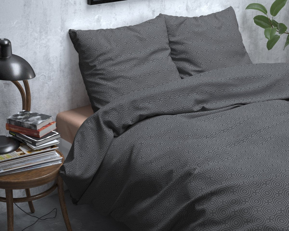 Brushed Cotton - Rich Flannel Duvet Cover Set Jason | Anthracite | Single - 140cm (W) x 220cm (L) - The Bedding & Blankets Store