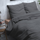 Brushed Cotton - Rich Flannel Duvet Cover Set Jason | Anthracite | Single - 140cm (W) x 220cm (L) - The Bedding & Blankets Store