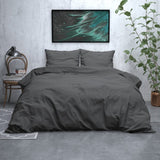 Brushed Cotton - Rich Flannel Duvet Cover Set Jason | Anthracite | Single - 140cm (W) x 220cm (L) - The Bedding & Blankets Store
