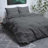 Brushed Cotton - Rich Flannel Duvet Cover Set Jason | Anthracite | Single - 140cm (W) x 220cm (L) - The Bedding & Blankets Store