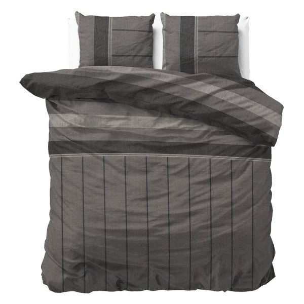 Brushed Cotton - Rich Flannel Duvet Cover Set Kees | Taupe | Single - 140cm (W) x 220cm (L) - The Bedding & Blankets Store