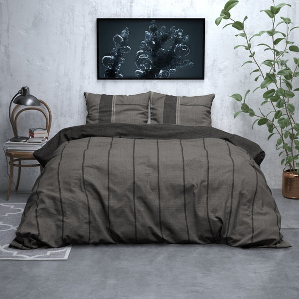 Brushed Cotton - Rich Flannel Duvet Cover Set Kees | Taupe | Single - 140cm (W) x 220cm (L) - The Bedding & Blankets Store