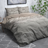Brushed Cotton - Rich Flannel Duvet Cover Set Love and Relax | Taupe | Double - 200cm (W) x 220cm (L) - The Bedding & Blankets Store