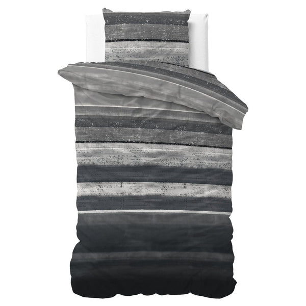 Brushed Cotton - Rich Flannel Duvet Cover Set Marcus | Grey | Single - 140cm (W) x 220cm (L) - The Bedding & Blankets Store