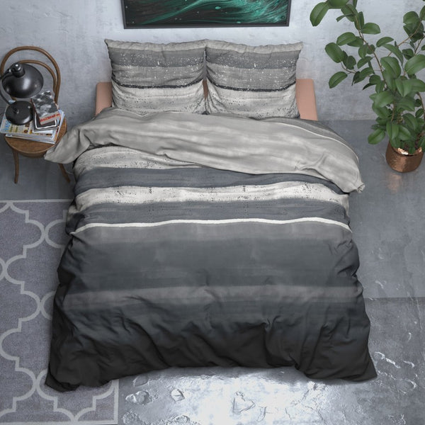 Brushed Cotton - Rich Flannel Duvet Cover Set Marcus | Grey | Single - 140cm (W) x 220cm (L) - The Bedding & Blankets Store