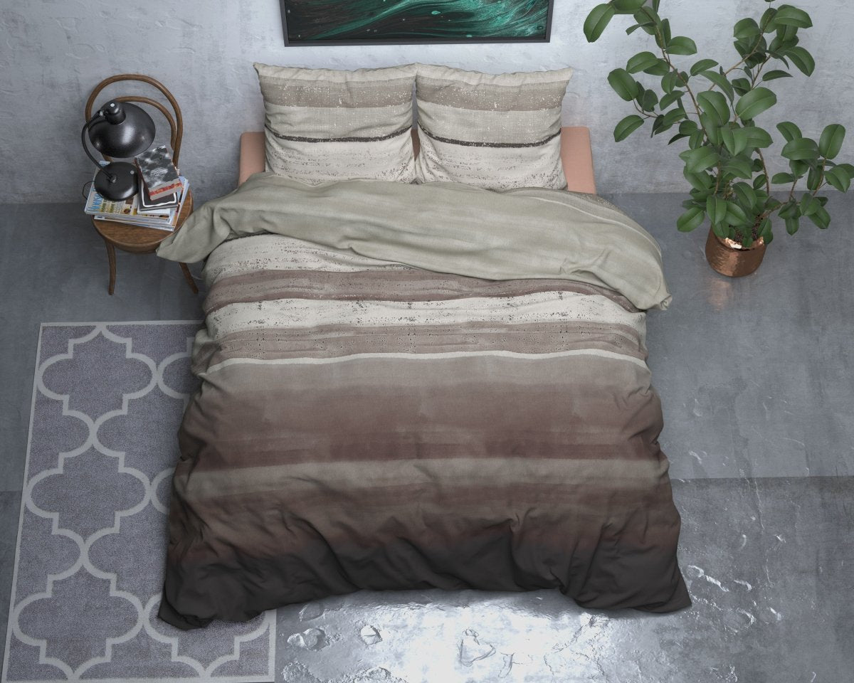 Brushed Cotton - Rich Flannel Duvet Cover Set Marcus | Taupe | Single - 140cm (W) x 220cm (L) - The Bedding & Blankets Store