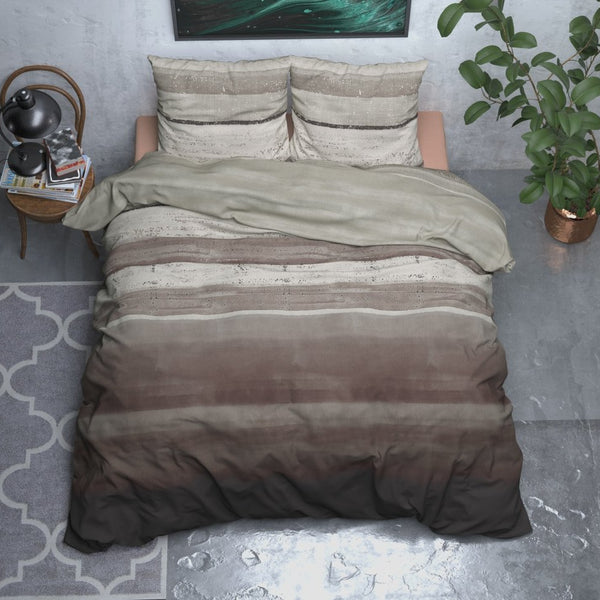 Brushed Cotton - Rich Flannel Duvet Cover Set Marcus | Taupe | Single - 140cm (W) x 220cm (L) - The Bedding & Blankets Store
