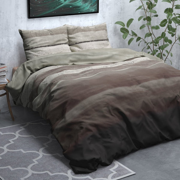 Brushed Cotton - Rich Flannel Duvet Cover Set Marcus | Taupe | Single - 140cm (W) x 220cm (L) - The Bedding & Blankets Store