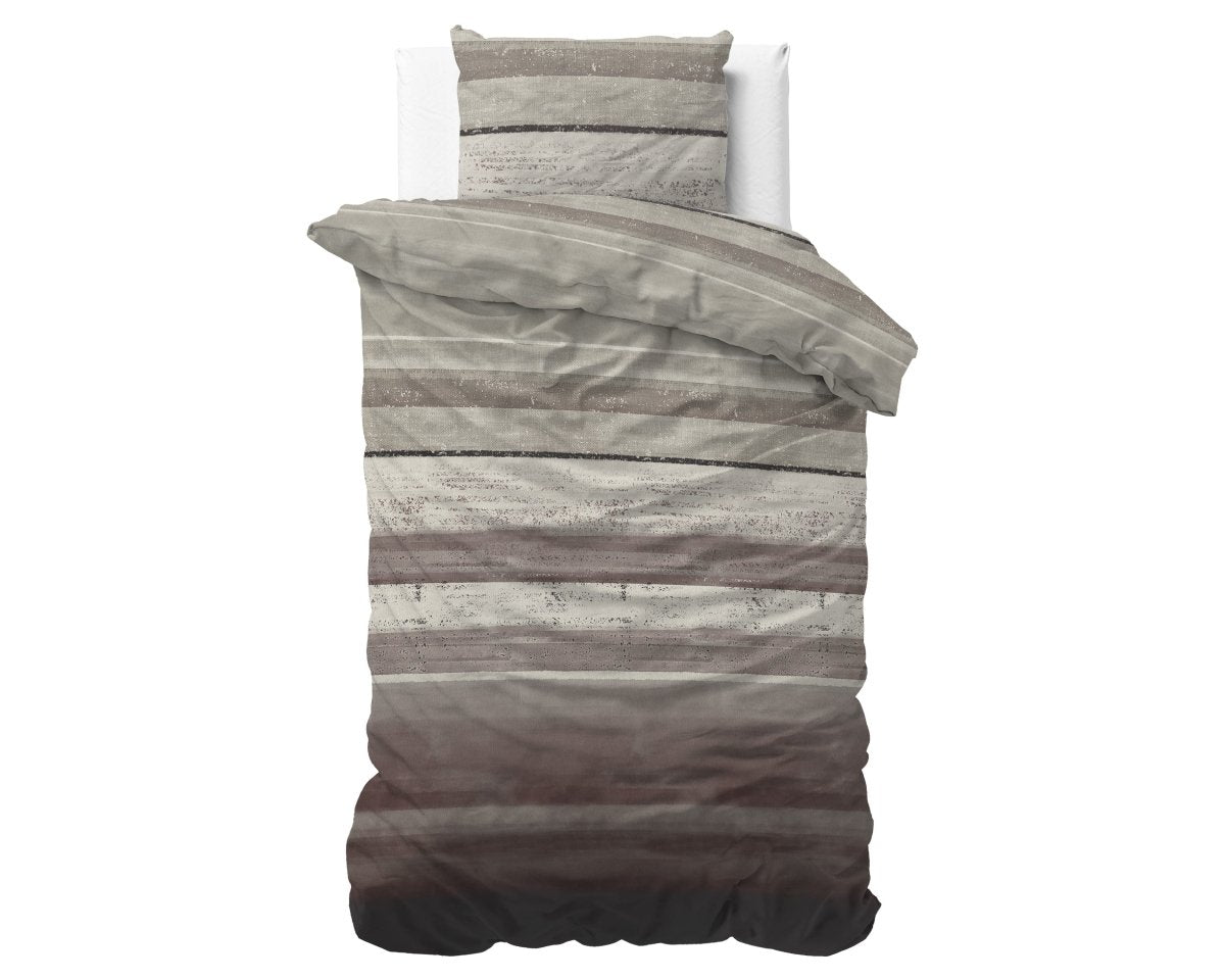 Brushed Cotton - Rich Flannel Duvet Cover Set Marcus | Taupe | Single - 140cm (W) x 220cm (L) - The Bedding & Blankets Store