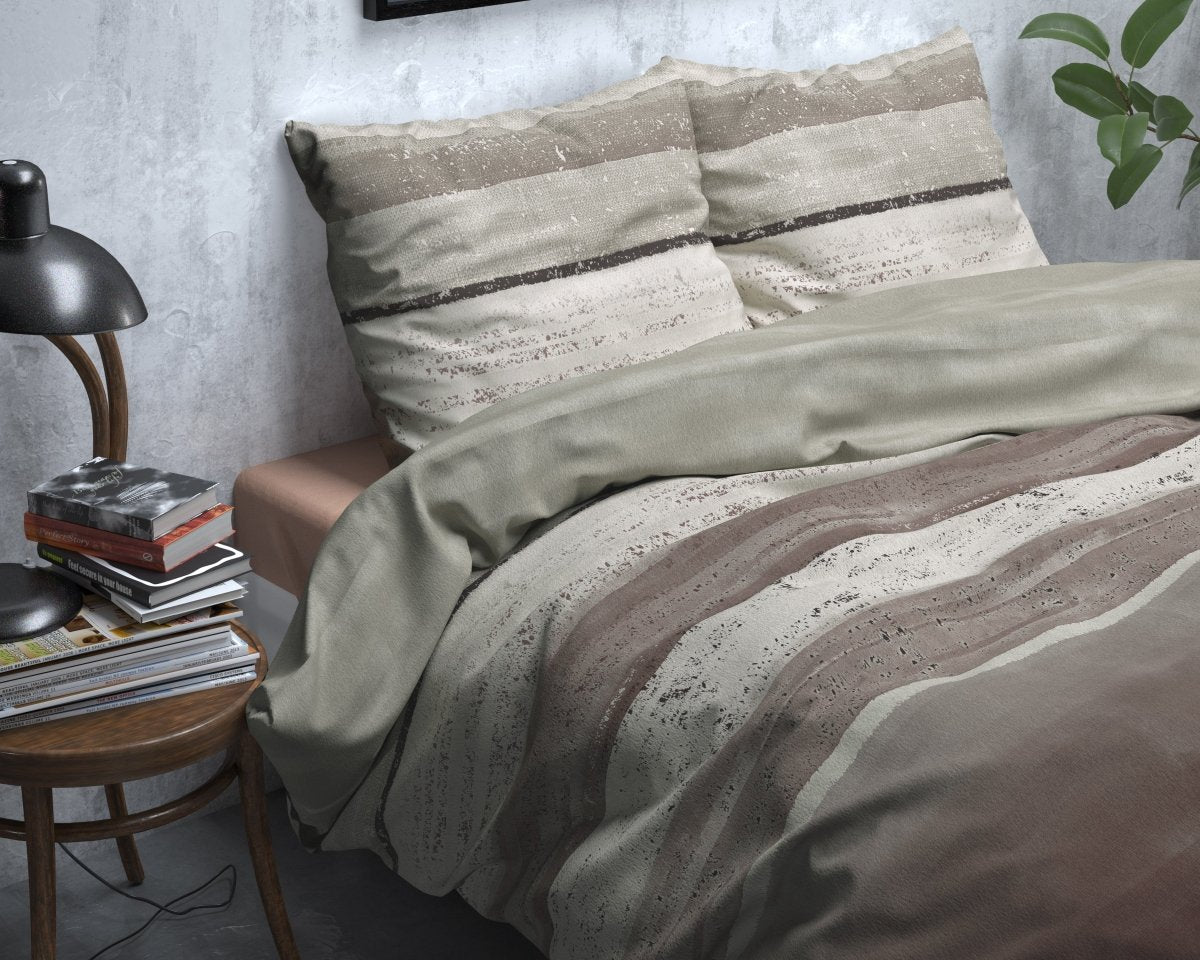 Brushed Cotton - Rich Flannel Duvet Cover Set Marcus | Taupe | Single - 140cm (W) x 220cm (L) - The Bedding & Blankets Store