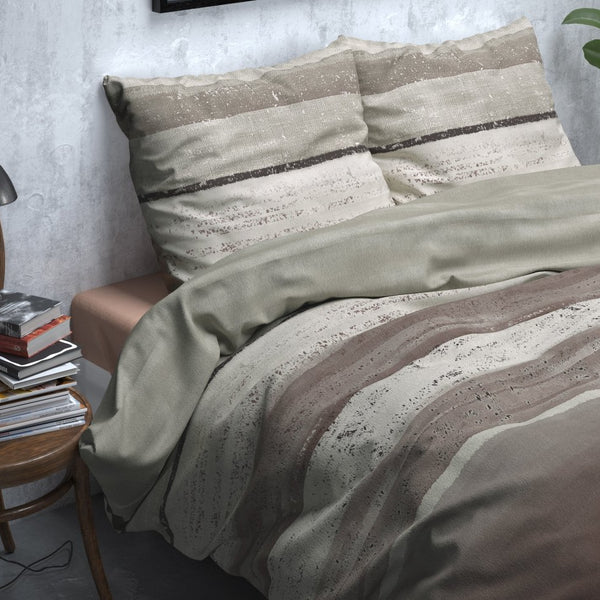 Brushed Cotton - Rich Flannel Duvet Cover Set Marcus | Taupe | Single - 140cm (W) x 220cm (L) - The Bedding & Blankets Store