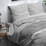 Brushed Cotton - Rich Flannel Duvet Cover Set Stone Stripe | Grey | Single - 140cm (W) x 220cm (L) - The Bedding & Blankets Store
