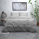 Brushed Cotton - Rich Flannel Duvet Cover Set Stone Stripe | Grey | Single - 140cm (W) x 220cm (L) - The Bedding & Blankets Store