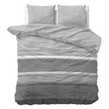 Brushed Cotton - Rich Flannel Duvet Cover Set Stone Stripe | Grey | Single - 140cm (W) x 220cm (L) - The Bedding & Blankets Store