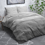 Brushed Cotton - Rich Flannel Duvet Cover Set Stone Stripe | Grey | Single - 140cm (W) x 220cm (L) - The Bedding & Blankets Store