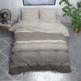 Brushed Cotton - Rich Flannel Duvet Cover Set Stone Stripe | Taupe | Double - 200cm (W) x 220cm (L) - The Bedding & Blankets Store