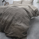 Brushed Cotton - Rich Flannel Duvet Cover Set Stone Stripe | Taupe | Double - 200cm (W) x 220cm (L) - The Bedding & Blankets Store