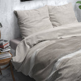 Brushed Cotton - Rich Flannel Duvet Cover Set Stone Stripe | Taupe | Double - 200cm (W) x 220cm (L) - The Bedding & Blankets Store