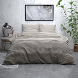 Brushed Cotton - Rich Flannel Duvet Cover Set Stone Stripe | Taupe | Double - 200cm (W) x 220cm (L) - The Bedding & Blankets Store