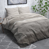 Brushed Cotton - Rich Flannel Duvet Cover Set Stone Stripe | Taupe | Double - 200cm (W) x 220cm (L) - The Bedding & Blankets Store