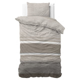 Brushed Cotton - Rich Flannel Duvet Cover Set Stone Stripe | Taupe | Single - 140cm (W) x 220cm (L) - The Bedding & Blankets Store
