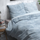Brushed Cotton - Rich Flannel Duvet Cover Set Washed | Blue | Single - 140cm (W) x 220cm (L) - The Bedding & Blankets Store